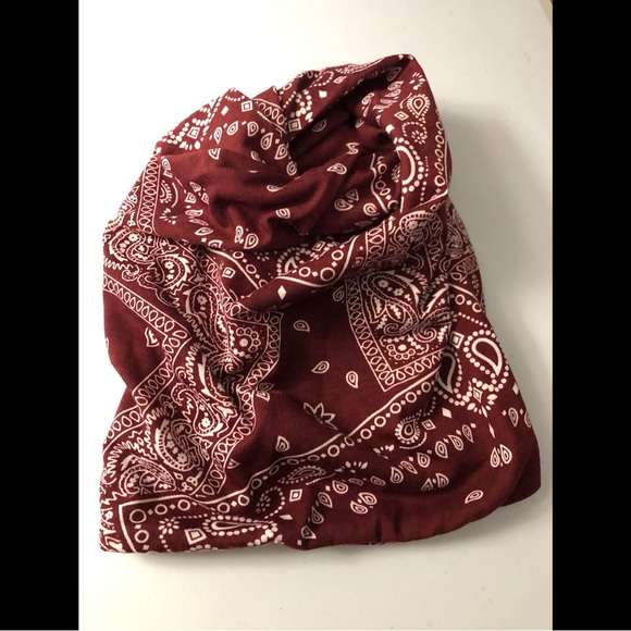 New Red Bandana Ponytail Beanie Headscarf Versatile Stretchy Hat - Picture 4 of 5